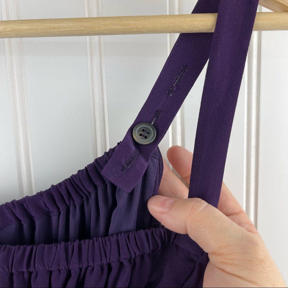 Madewell Silk Tie Sleeve Cold Shoulder Shift Dress Purple F9142 Size 6 - Picture 9 of 13